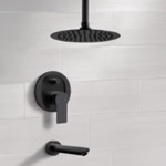 Remer TSF63 Matte Black Ceiling Tub and Shower Faucet Set